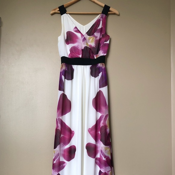 {Express} Floral Asymmetrical Hem Maxi Dress - Picture 2 of 6